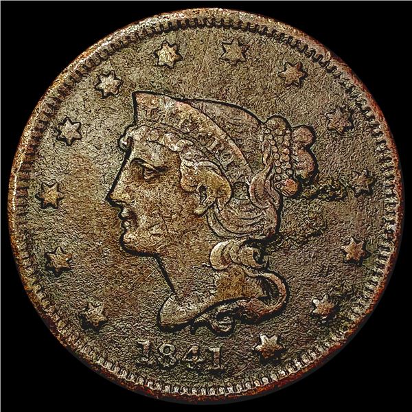 1841 Braided Hair Large Cent LIGHTLY CIRCULATED