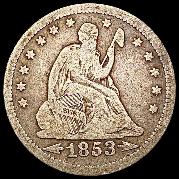 1853 Arrows Rays Seated Liberty Quarter NICELY CIRCULATED