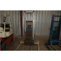 INSIDE BLDG. - BIG JOE PALLET LIFT, 2000 LB. CAP.