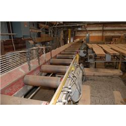 LIGNA 25' OUTFEED ROLL CASE, W/ 24" ROLLERS, 4-ARM KICKER, 15 HP HYDRAULIC UNIT