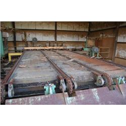 LOG TRANSFER DECK, HEAVY DUTY, 4-STRAND, 12' X 25' W/ SUBSTRUCTURE, MOTOR & DRIVE, 4-ARM STOP & LOAD