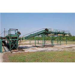 INCLINE CHAIN CONVEYOR FOR CHIPS, 46' X 24", W/ H-78 CHAIN W/ DRAGS; INCLINE CHAIN CONVEYOR FOR DUST
