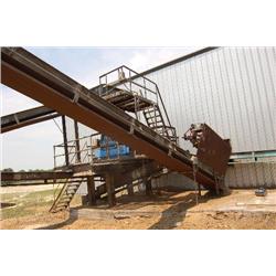 INCLINED WASTE CONVEYOR, 39' L X 24" W/ DRAG CHAIN & MOTOR