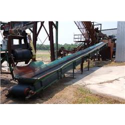 INCLINED BELT CONVEYOR, 56' L X 20" W, W/SUBSTRUCTURE & MOTOR