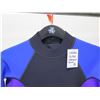 Image 2 : Womens Back Zip Dive Fullsuit Wetsuit 3mm, Blue/Black/Purple, Size  8
