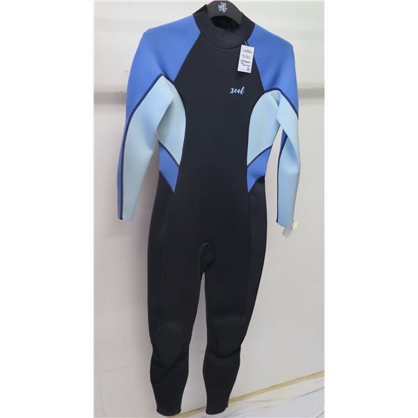 Womens Back Zip Fullsuit Wetsuit 3/2mm, Black/Blue, Size 8