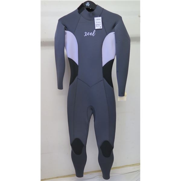 Womens Back Zip Fullsuit Wetsuit 4/3mm, Gray/Lavender, Size  8
