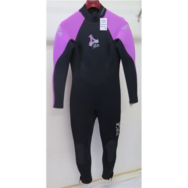 Womens Back Zip Dive Fullsuit Wetsuit 5/4mm, Black/Pink, Size  8