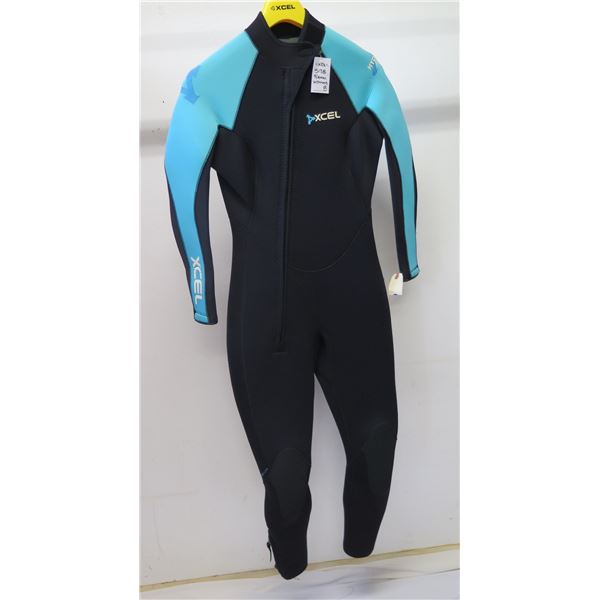 Womens Front Zip Dive Fullsuit Wetsuit 5/4mm, Black/Blue, Size 8