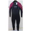 Image 1 : Womens Back Zip Dive Fullsuit Wetsuit 7/6mm, Black/Wine, Size  8
