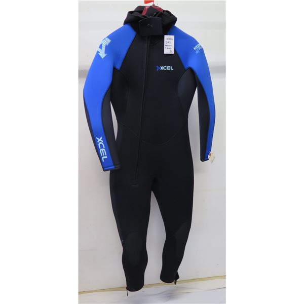 Womens Front Zip Hooded Dive Fullsuit Wetsuit 7/6mm, Black/Blue, Size 8
