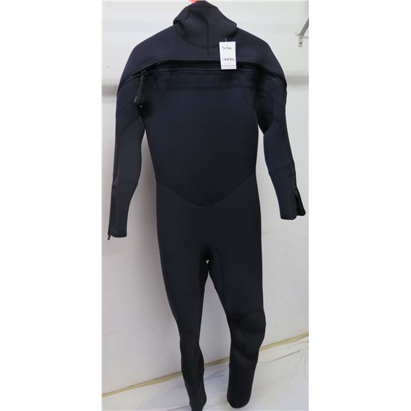 Mens Military Hooded Chest Zip Wetsuit 7/6mm, Black, Size L