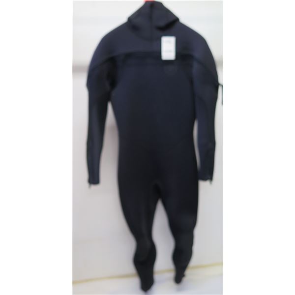 Mens Military Hooded Chest Zip Wetsuit 7/6mm, Black, Size L