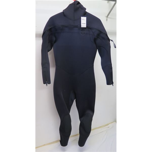 Mens Military Hooded Chest Zip Wetsuit 7/6mm, Black, Size L