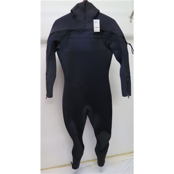 Mens Military Hooded Chest Zip Wetsuit 7/6mm, Black, Size L