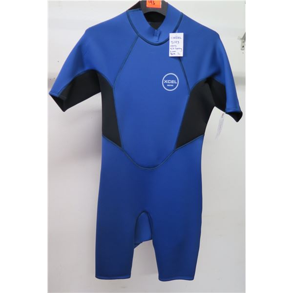 Mens Short Sleeve Springsuit Wetsuit 2mm, Blue, Size L