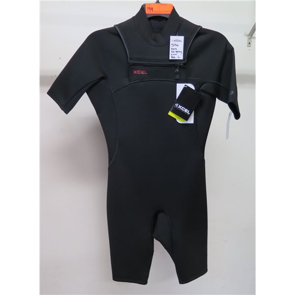 Mens  Short Sleeve Springsuit Wetsuit 2mm, Black, Size L