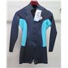 Image 1 : Womens  Front Zip Long Sleeve Boy Cut Spring Wetsuit 1.5/1mm, Black/Pistachio, Size 8