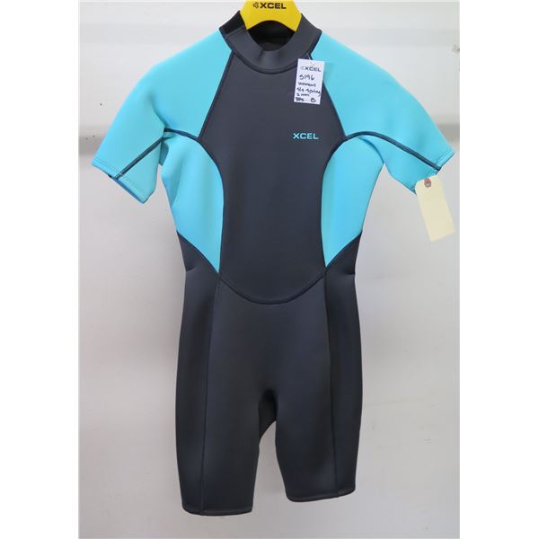 Womens Short Sleeve Springsuit Wetsuit 2mm, Gray/Pistachio, Size  8