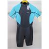 Image 1 : Womens Short Sleeve Springsuit Wetsuit 2mm, Gray/Pistachio, Size  8