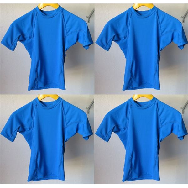 Qty 4 Youth Performance Fit Short Sleeve UV Tops, Royal Blue, Size 6