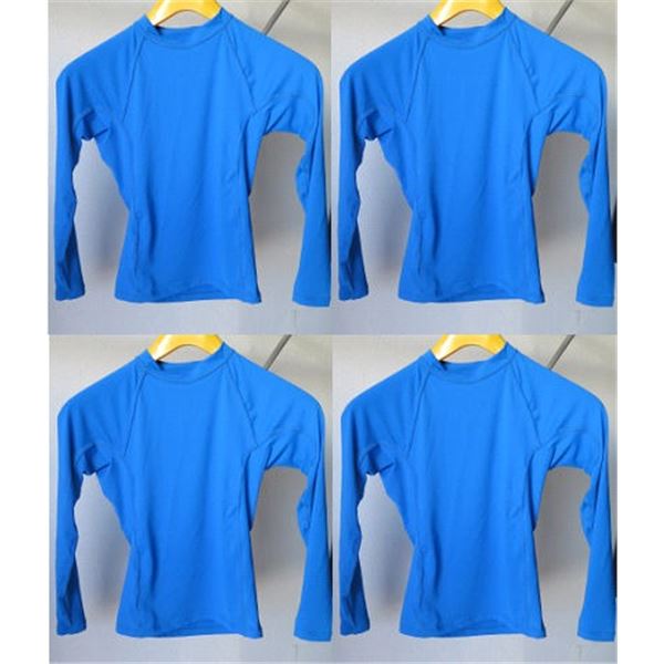Qty 4 Youth Performance Fit Long Sleeve UV Tops, Royal Blue, Size 6