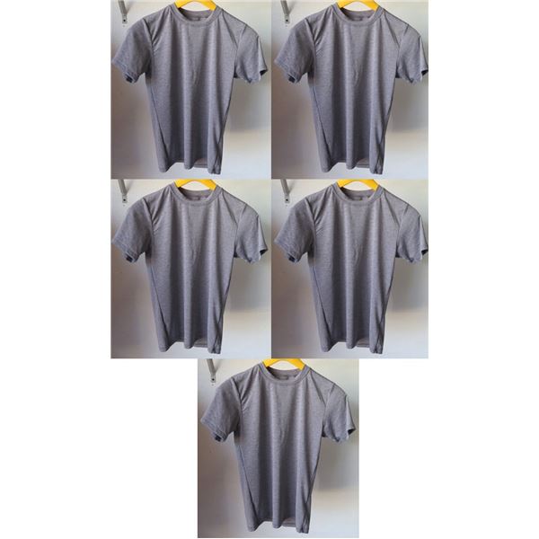 Qty 5 Youth Relaxed Fit Short Sleeve UV Tops, Heather Grey, Size 10