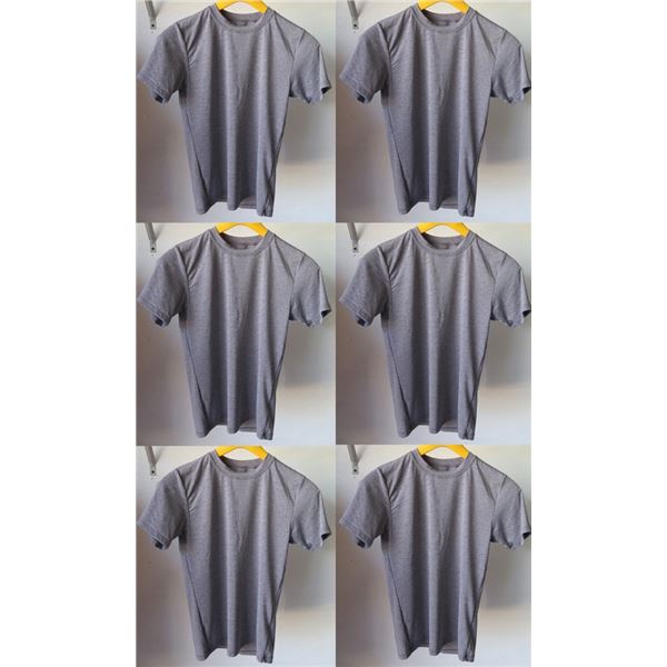 Qty 6 Youth Relaxed Fit Short Sleeve UV Tops, Heather Grey, Size 12