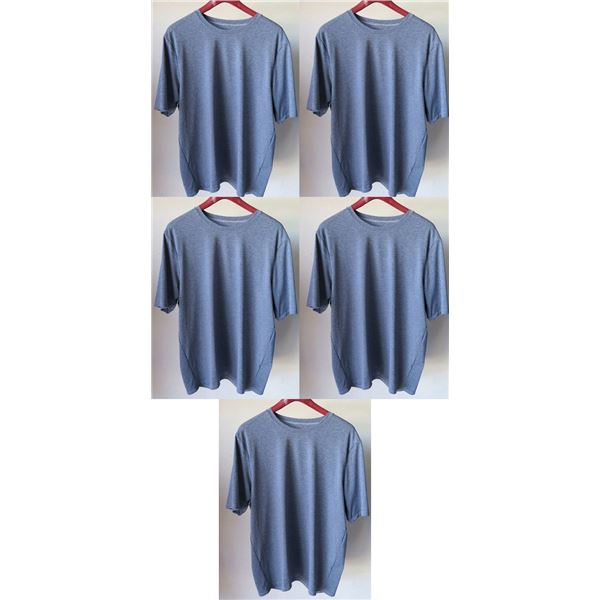 Qty 5 Mens Relaxed Fit Short Sleeve Lycra UV Tops, Cascade Blue, Size XS