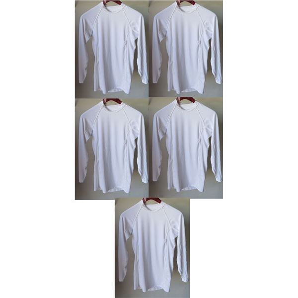Qty 5 Mens Performance Fit Long Sleeve Lycra UV Tops, White, Size 3XL