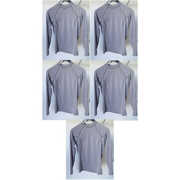 Qty 5 Womens Performance Fit Long Sleeve Lycra UV Tops, Heather Grey, Size L