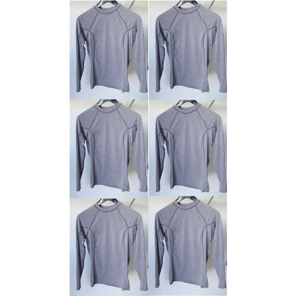 Qty 6 Womens Performance Fit Long Sleeve Lycra UV Tops, Heather Grey, Size 2XL