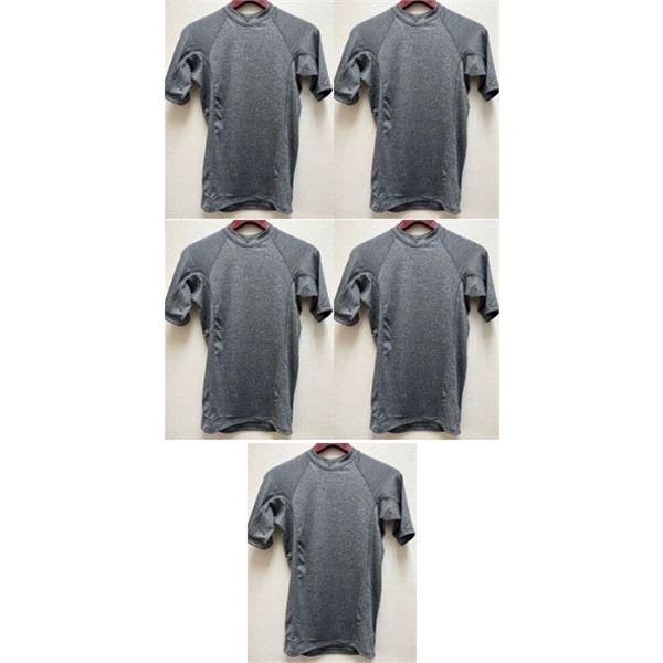 Qty 5 Mens Performance Fit Short Sleeve Lycra UV Tops, Heather Gray, Size 3XL