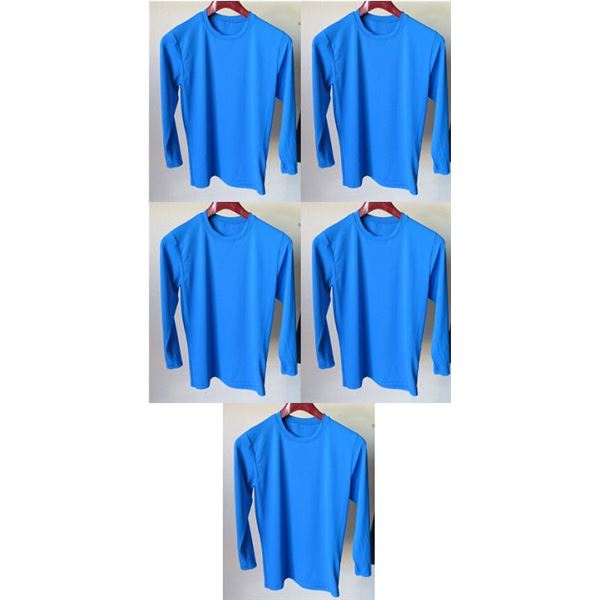 Qty 5 Youth Relaxed Fit Long Sleeve UV Tops, Royal Blue, Size 6
