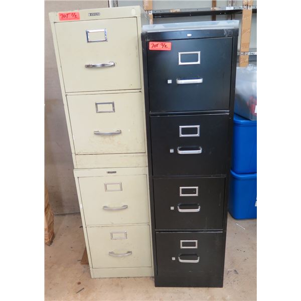 Qty 2 Metal 2-Drawer & 1 4-Drawer Filing Cabinets
