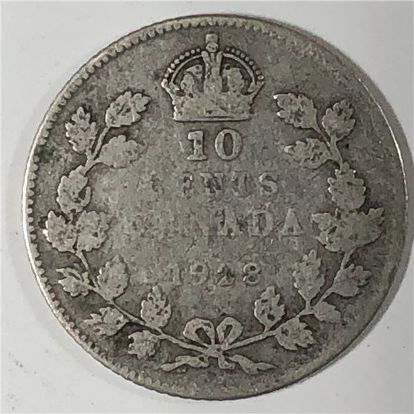 Canadian .10 Cent Dime 1928
