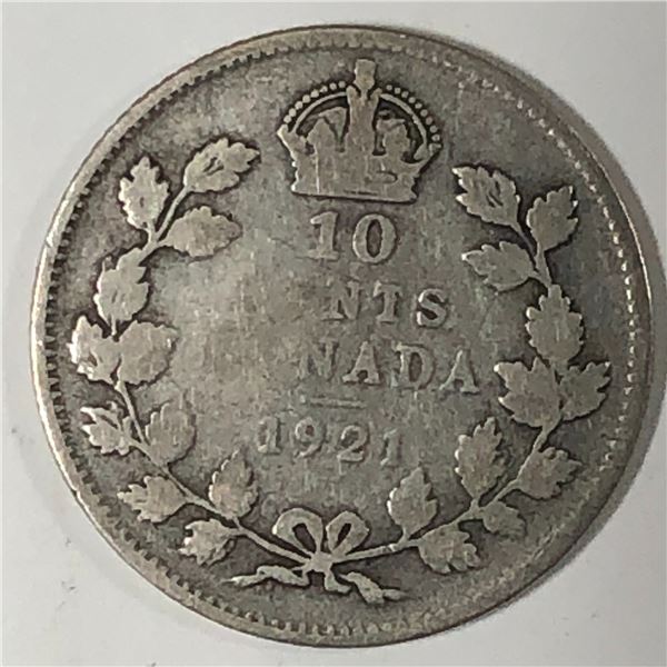 Canadian .10 Cent Dime 1921