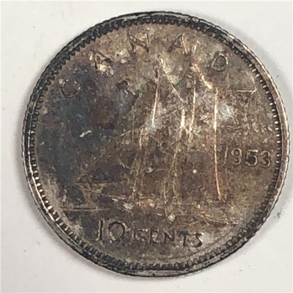 Canadian .10 Cent Dime 1953