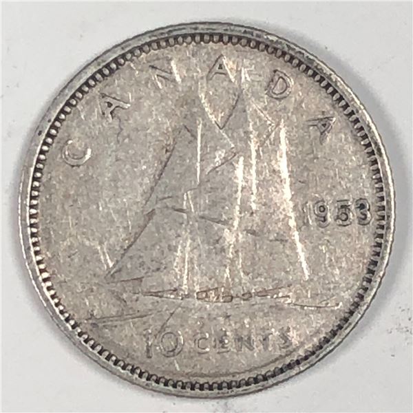 Canadian .10 Cent Dime 1953
