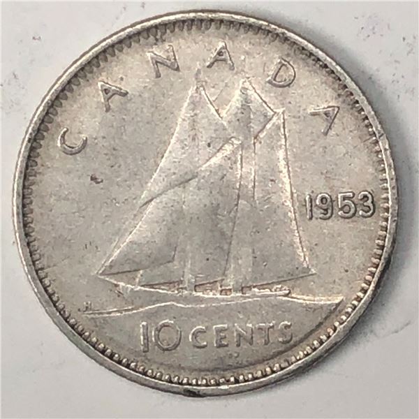 Canadian .10 Cent Dime 1953