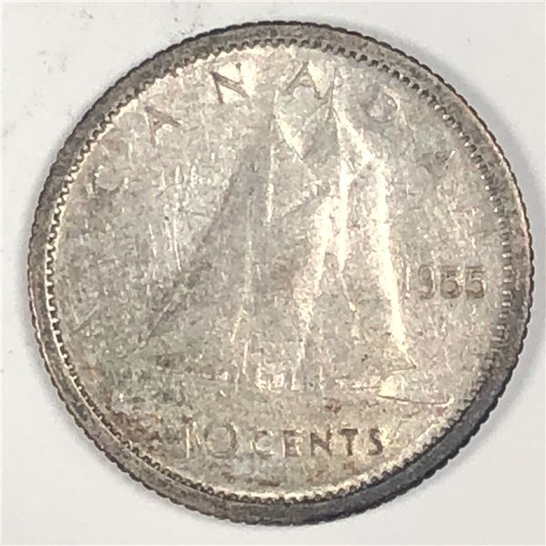 Canadian .10 Cent Dime 1955 VF