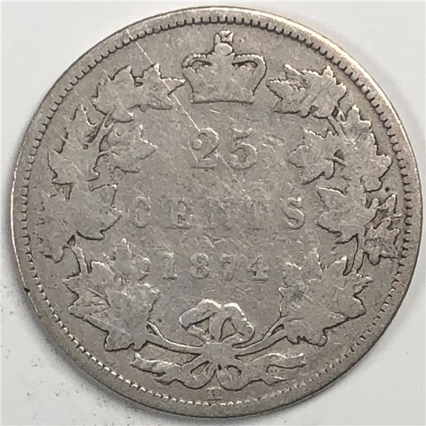 1874 Queen Victoria 25 Cents