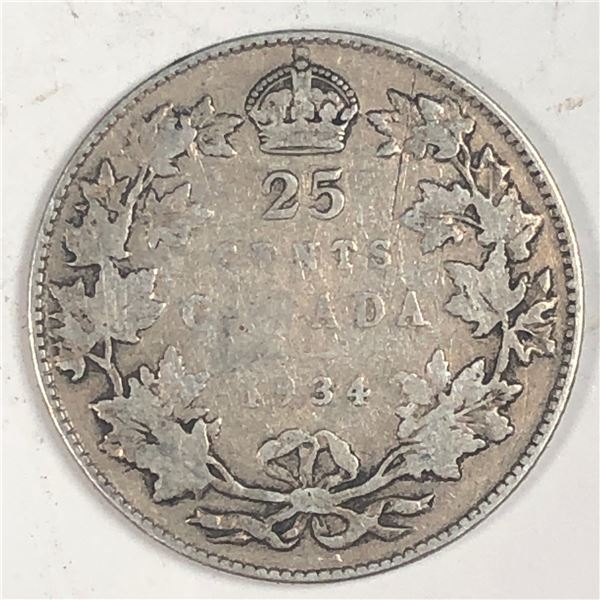 1934 King George V 25 Cents