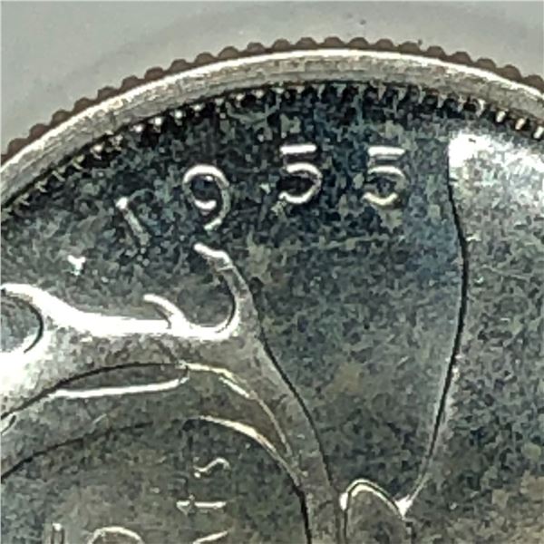 1955 Queen Elizabeth 25 Cents  Choice UNC Blast White