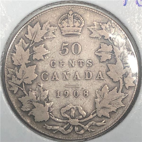 1908 King Edward VII 50 Cents VG++
