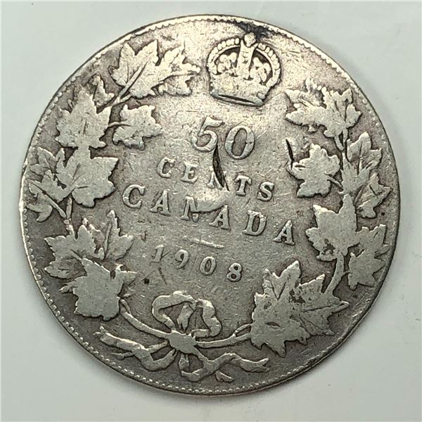 1909 King Edward VII 50 Cents VG++ IMP