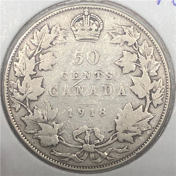 1918 King George V 50 Cents VG