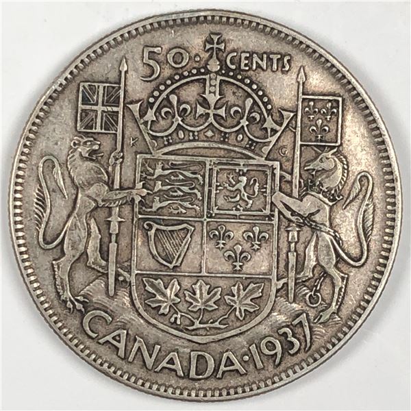 1937 King George VI 50 Cents F+
