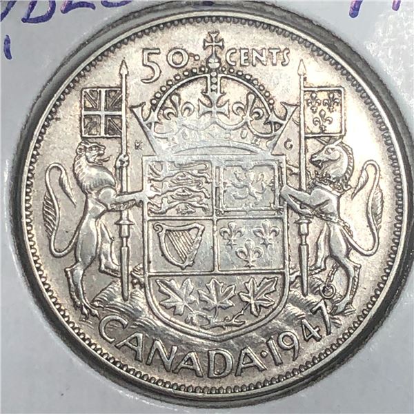 1947 Straight King George VI 50 Cents