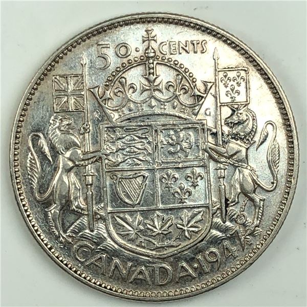 1947 Maple Str.7 King George VI 50 Cents VF+